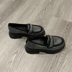 Rhinestone Platform Loafers